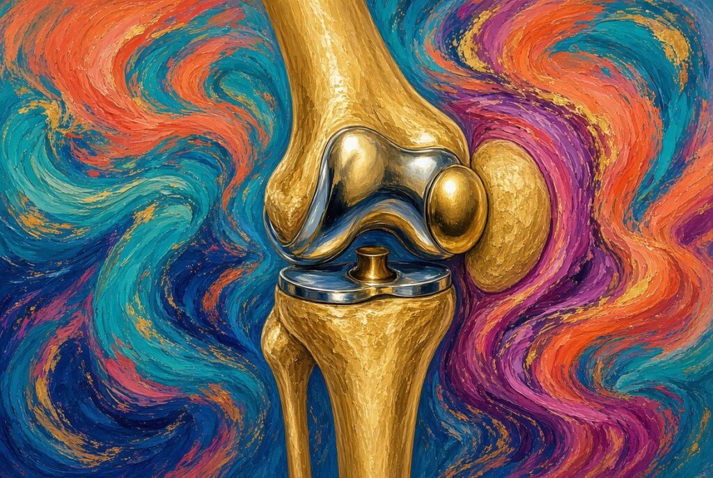 Knee replacement surgery artistic illustration